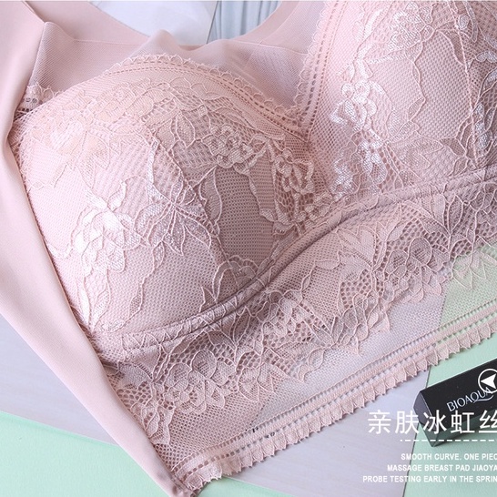 [Summer New!] Plus Áo Lót Nâng Ngực Không Gọng Phối Ren Mỏng Cỡ Lớn Thời Trang Cao Cấp Cho Nữ