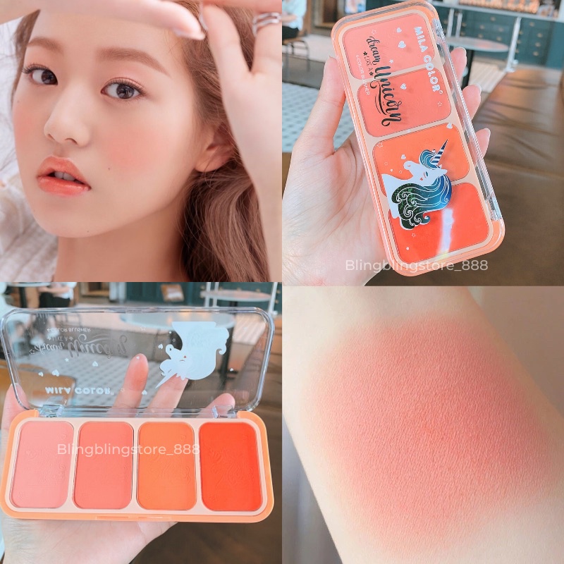 Bảng Phấn Má Phấn Mắt 4 Ô Trang Điểm Makeup Cá Nhân Unicorn - Mila Color | BigBuy360 - bigbuy360.vn