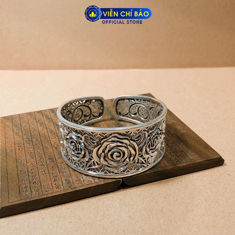 Kiềng bạc nữ Hoa Hồng bản to chất liệu bạc Thái 925 thời trang nữ phụ kiện trang sức nữ Viễn Chí Bảo L000409