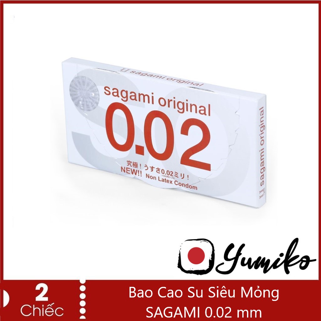 Bao Cao Su Siêu Mỏng SAGAMI ORIGINAL 0.02, bcs Nhật Bản, Hộp 2 chiếc