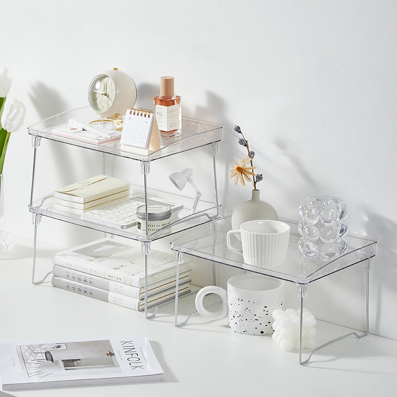 Kệ Nhựa Acrylic Trong Suốt Để Bàn Đựng Đồ Trang Điểm, Kệ Để Bàn Có Thể Gấp Gọn, Kệ Decor Trang Trí Bàn Học, Bàn Làm Việc