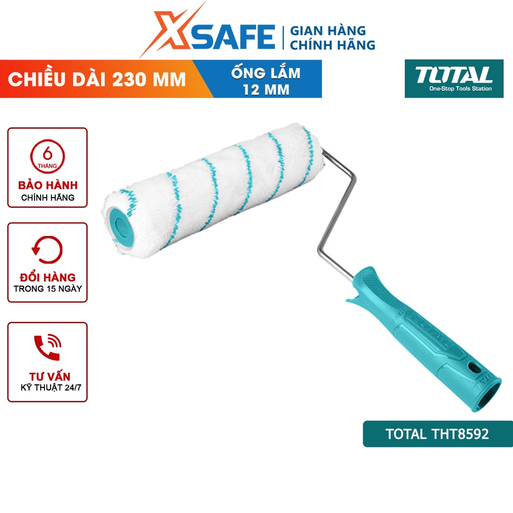 Cọ lăn sơn hình trụ TOTAL THT8592 9 inch, bông lăn siêu mịn sợi Micro Fibre 12mm bền chắc tay cầm nhựa ABS linh hoạt