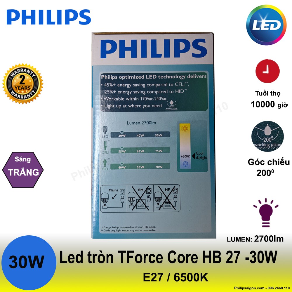 Bóng đèn Led trụ Philips 30W E27 - siêu sáng 2700lm- bảo hành 24 tháng- mua sỉ