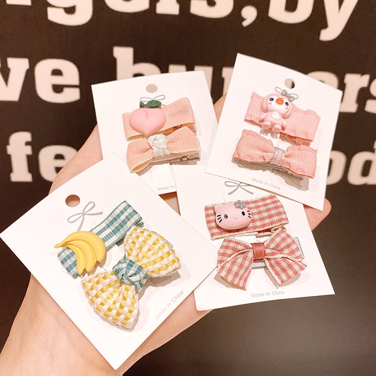 Set 2 Kẹp Tóc Hoạt Hình Xinh Xắn Nhiều Màu Sắc Cho Bé Gái
