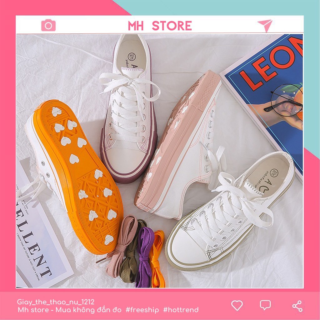 Giày thể thao nữ 👟 Nhiều màu 👟 Có đế in hình trái tim dễ thương cho cô nàng ngọt ngào - G10