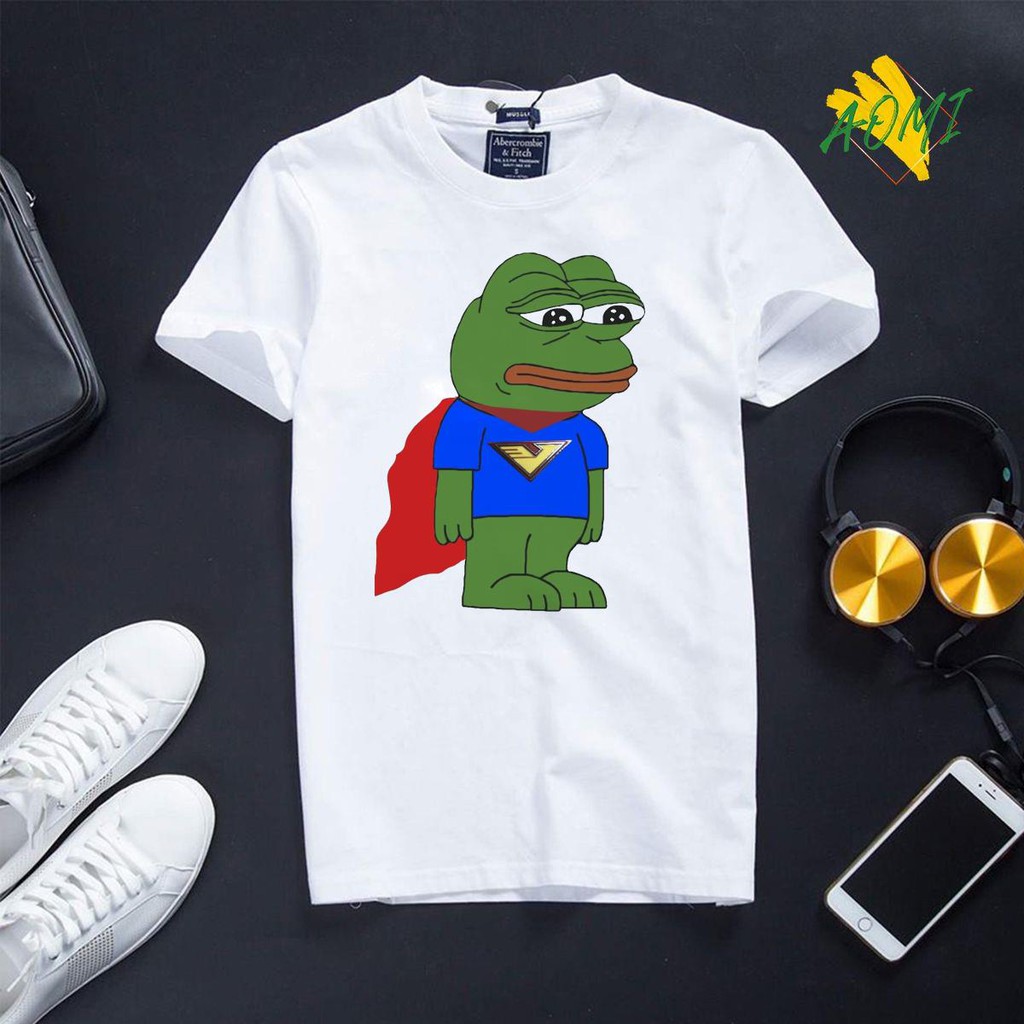 ÁO THUN UNISEX IN HÌNH LOGO SIÊU NHÂN ẾCH XANH PEPE TAY NGẮN TAY LỠ SIÊU HOT MẶT SAU MẶT TRƯỚC