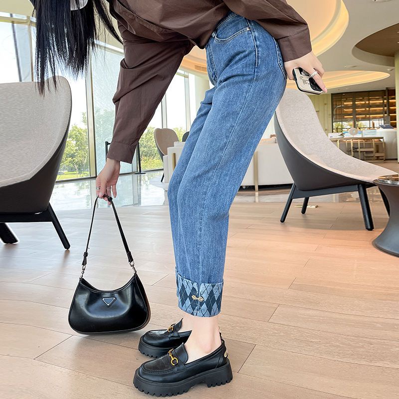 Quần Jean Nữ Ống Đứng Uốn Xoăn  tao bao