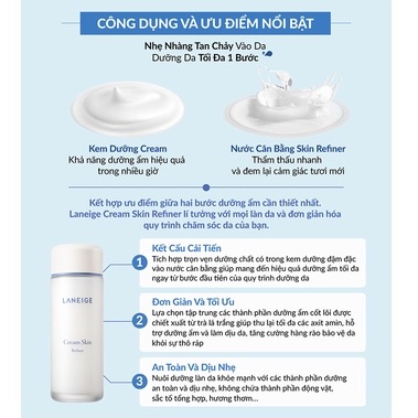 Nước cân bằng dưỡng ẩm Laneige Cream Skin Refiner mini