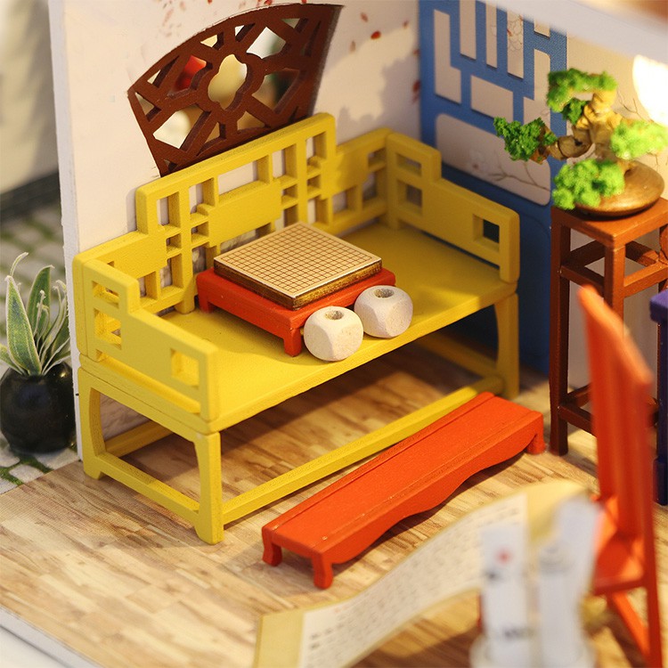 Mô hình nhà DIY Doll House Leisurely Jiangnan Kèm Mica chống bụi, Bộ dụng cụ và Keo dán