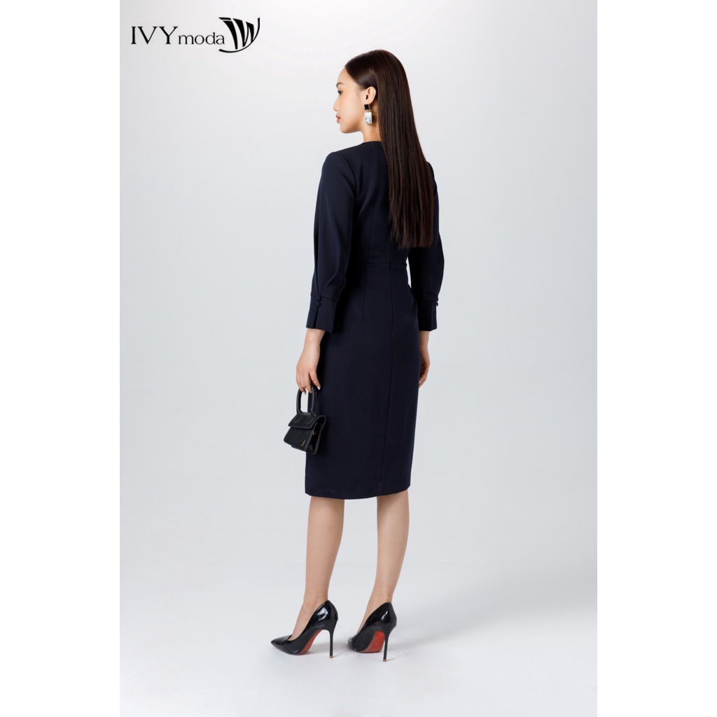 Đầm ôm phối nút IVY moda MS 48M6960