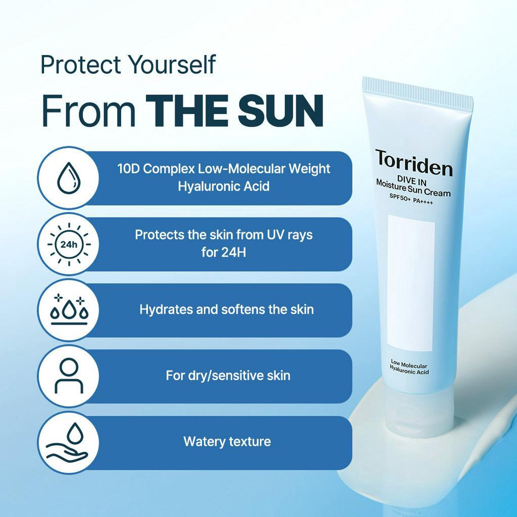 Kem chống nắng TORRIDEN DIVE IN SPF50+ PA++++ dưỡng ẩm khối lượng nhẹ 60ml