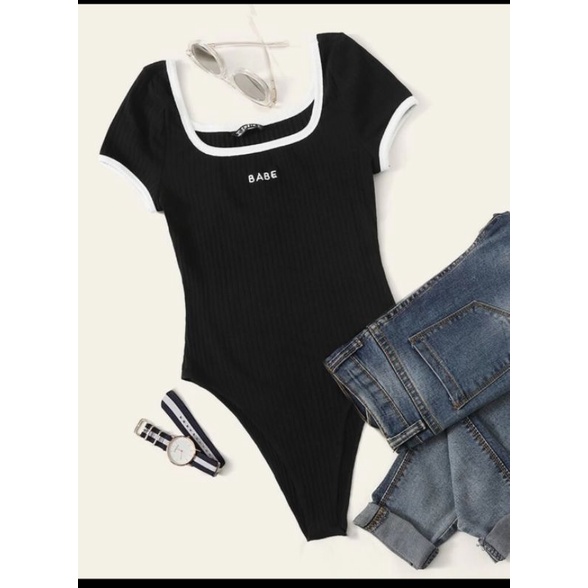 Áo Bodysuit thun xuất khẩu nữ cổ vuông đẹp vnxk AMGOBET BDSF03