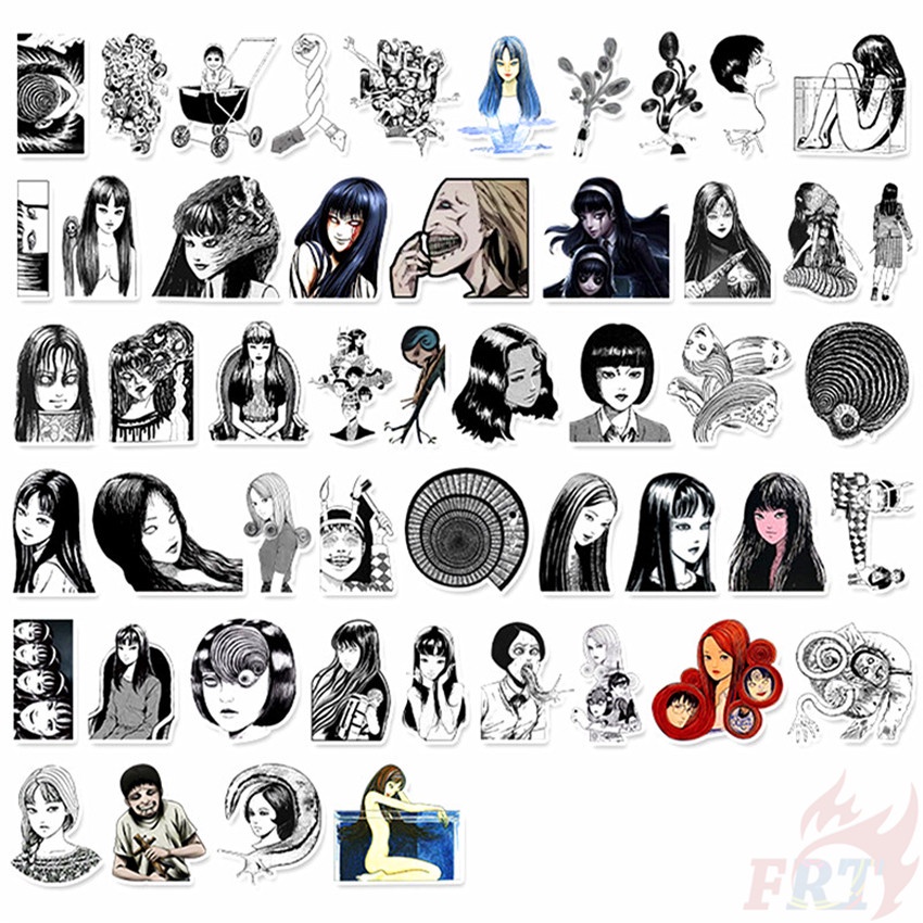 Set 106 miếng dán laptop/ván trượt hình hoạt hình Junji Ito Tomie Uzumaki Souichi Tsujii nhiều kiểu dáng thời trang DIY