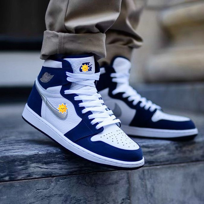 Giày thể thao Jordan xanh loang nước biển cổ cao, Giày JD1 high tie dye cao cổ nam nữ siêu hot Full Box Bill  -ZC