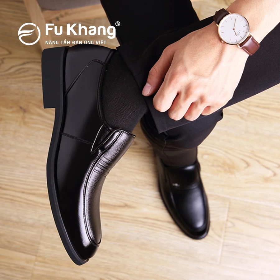 Giày lười nam công sở hiện đại chính hãng Fu Khang màu đen GL33