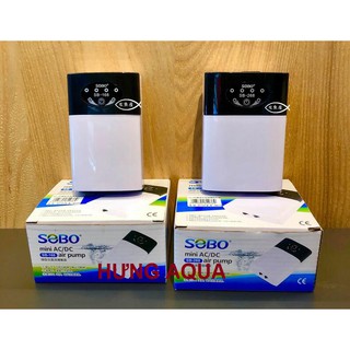 Máy sủi oxy - Máy sủi oxy tích điện - Máy sủi oxy 1 vòi SB-168, 2 vòi SB-268 đủ phụ kiện cho hồ cá cảnh (chính hãng)