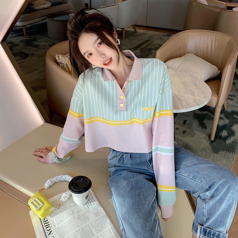 Áo Thun Nữ Dài Tay Cổ Tròn Thời Trang Hàn Mới