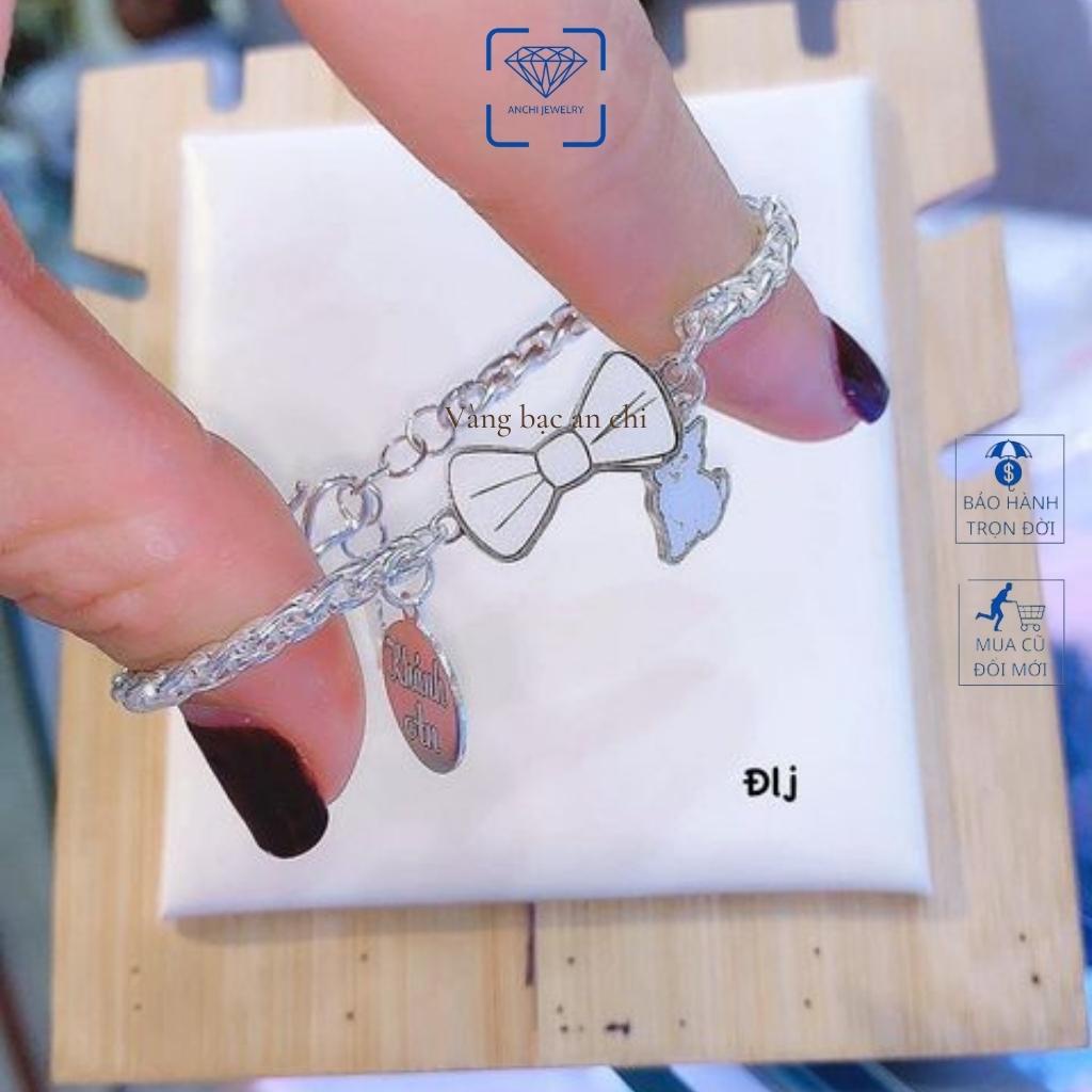 Lắc tay nơ gắn charm 12 con giáp cho bé, chuẩn bạc ta sáng đẹp, Anchi jewelry