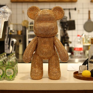 Gấu đính đá màu vàng ánh kim size 23,34,53 cao cấp thời thượng handmade cho bé và mọi lứa tuổi - Bearbrick series