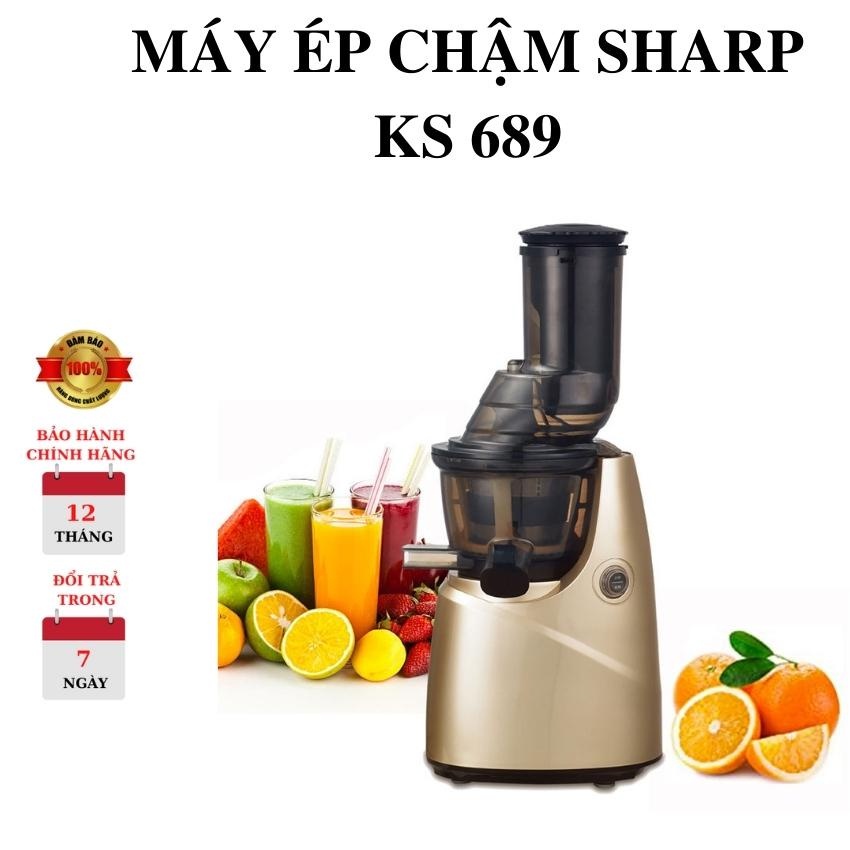 Máy Ép Chậm SHARP KS-689 Hàng Chính Hãng, Công Suất 250W,Cổ Máy To Ép Nguyên Trái Siêu Kiệt BH 12 Tháng