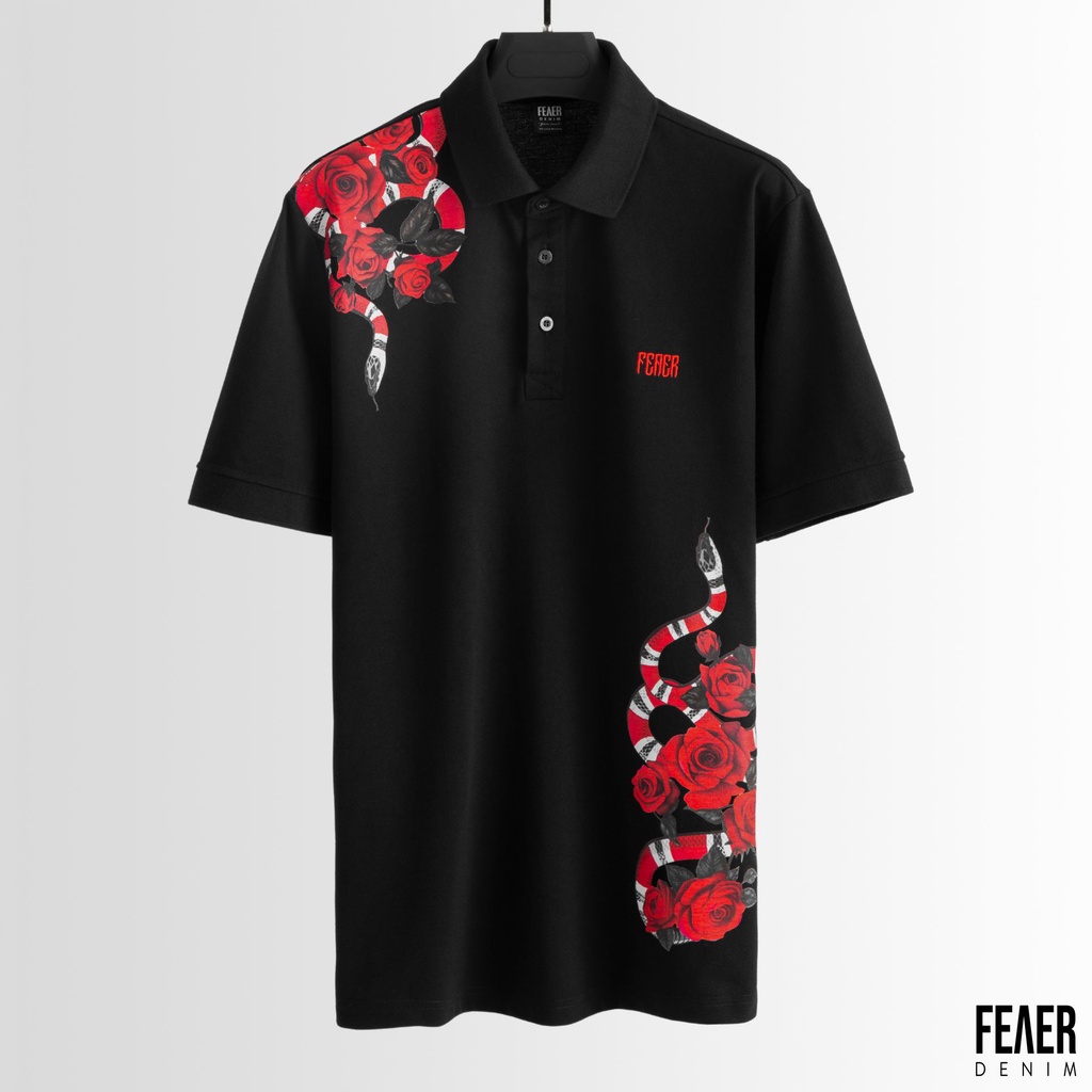 Áo polo nam FEAER DENIM chất thoáng khí co giản thoải mái vải cotton ICON SNAKE