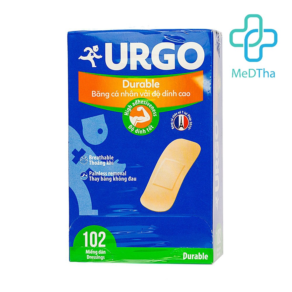 Băng cá nhân URGO - Băng dán Y tế vải độ dính cao 20, 102 miếng [Chính hãng]
