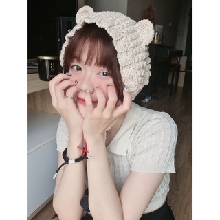 Nón Len/Mũ Chùm Đầu Tai Gấu Handmade Dễ thương Cute Phong Cách Hàn Quốc