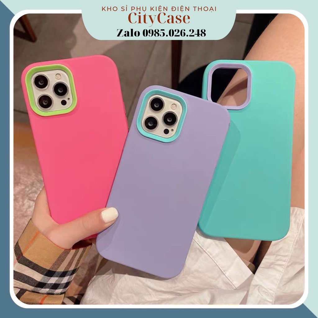 Ốp dẻo màu 2 mảnh chống sốc bảo vệ màn hình điện thoại iphone 7/8/SE/7plus/8plus/Xr/X/Xs/Xsmax/11/12/13/14/Pro/Max/Plus