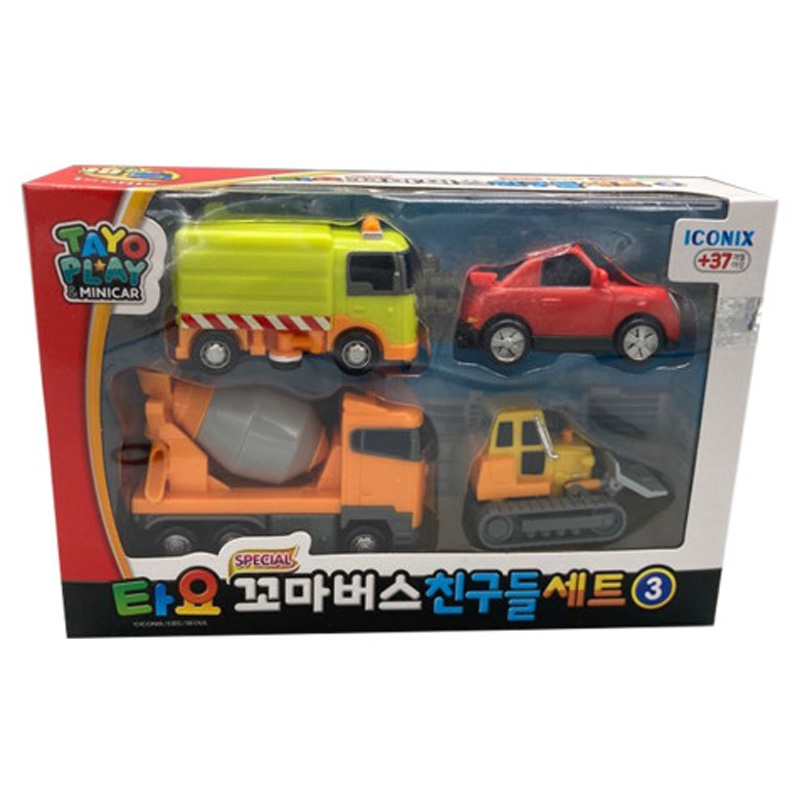 ★Little Bus Tayo★ Những người bạn đặc biệt số 3 Xe buýt cỡ nhỏ 4 Pcs  Bộ đồ chơi xe ô tô dành cho trẻ nhỏ /phục dụng với Tayo  Chơi đồ chơi