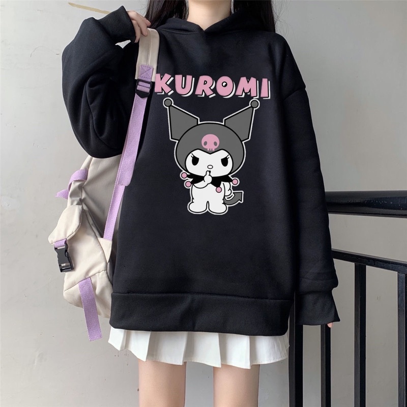 [Có sẵn] Áo Hoodie Dài Tay In Hình Kuromi