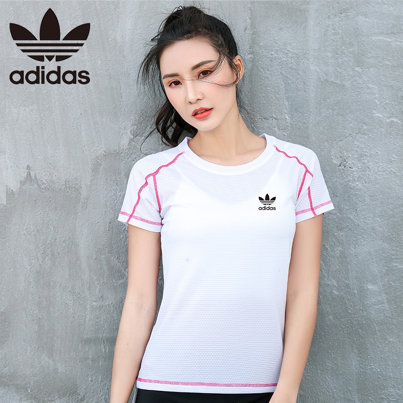 Ready Stock Adidas T-shirt Women Yoga Fitness Clothes Quick-drying Casual Sports T-shirt Women