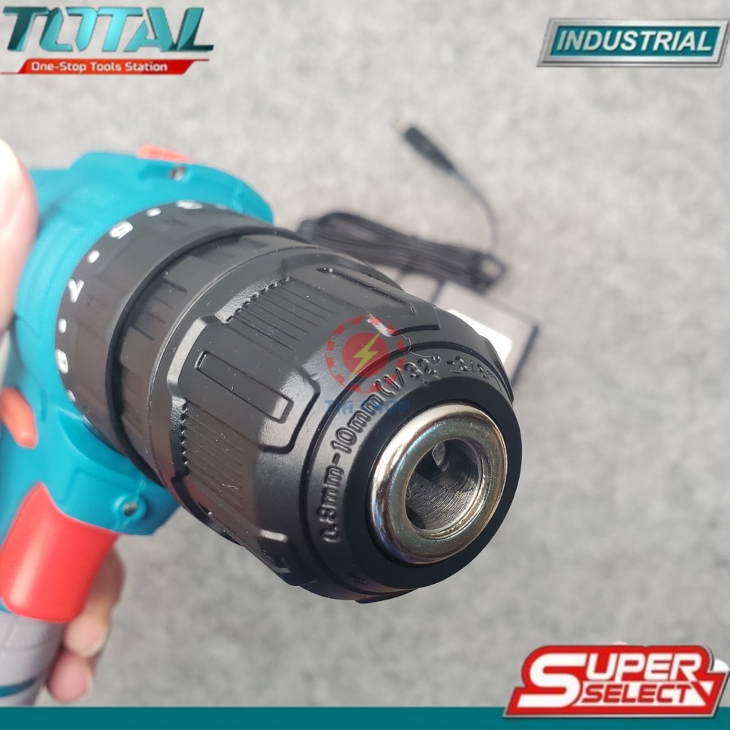 Máy khoan vặn vít dùng pin TOTAL TDLI12325 | máy khoan dùng pin điện thế 12V tốc độ không tải 0-350/0-1350/min khả năng