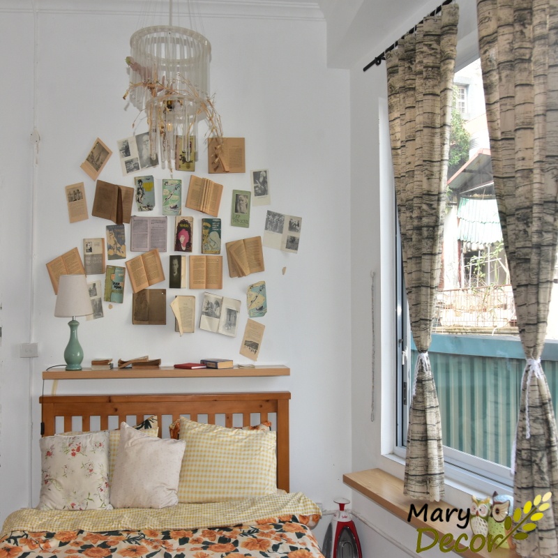 Rèm cửa sổ trang trí vải bố linen đẹp - họa tiết vân gỗ R-E10