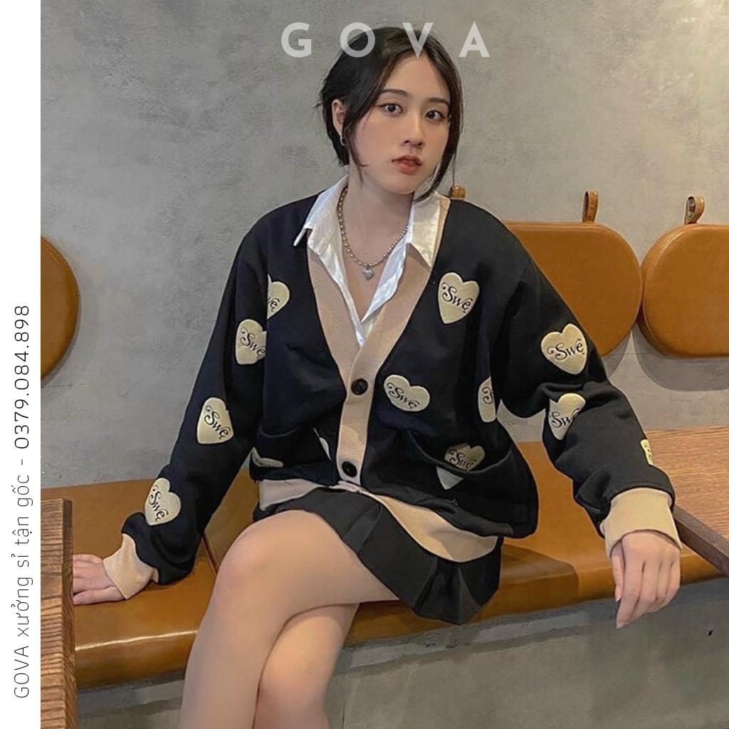 Áo khoác nỉ Cardigan SWE Ulzzang form rộng Unisex bông 2 lớp GOVA Mẫu Hot vừa về XƯỞNG SỈ GOVA