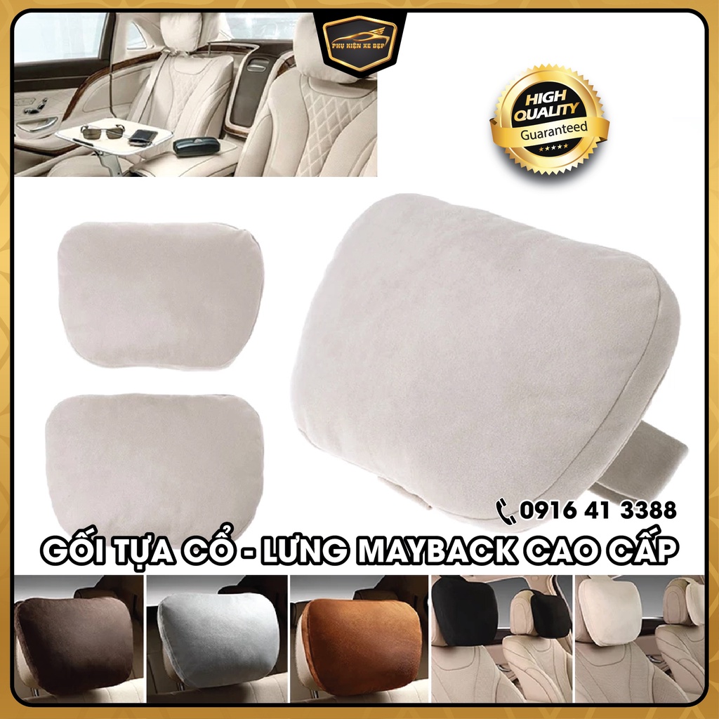 Gối Tựa Đầu,Tựa Lưng Ô Tô,Xe Hơi Nhập Khẩu Vải Da Lộn kiểu dáng Maybach Cao Cấp Chống Đau Cổ Đau Lưng,Ngồi Sai Tư Thế