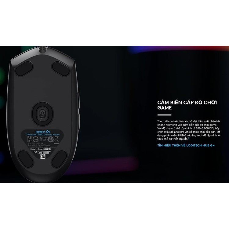 Chuột game Logitech G102 Gen 2 Lightsync - Hàng Chính Hãng, 8.000DPI RGB, Bảo hành 1 đổi 1 trong 2 năm