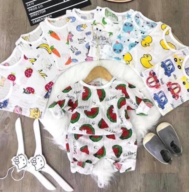 Combo 5 bộ cotton giấy♥️♥️𝐋𝐎𝐀̣𝐈 𝟏♥️♥️ dài tay mềm mịn cho bé