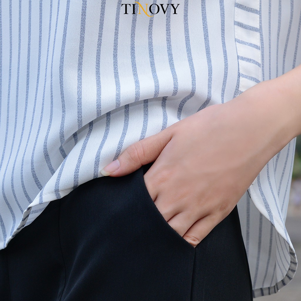 Áo Croptop Nữ Tay Cộc Hoạ Tiết Kẻ TINOVY 206-0125