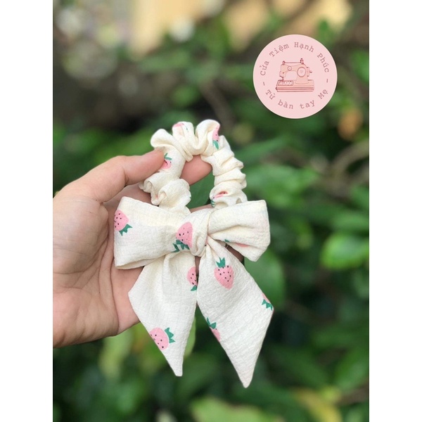 Vải đũi xốp hình hoa quả siêu xinh phù hợp may áo,bộ,đồ đôi,gia đình đi du lịch