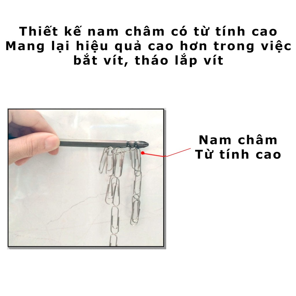 Mũi bắn vít 4 cạnh chữ thập S2 100mm thân lục giác 6.35mm 1/4 inch Xinfa