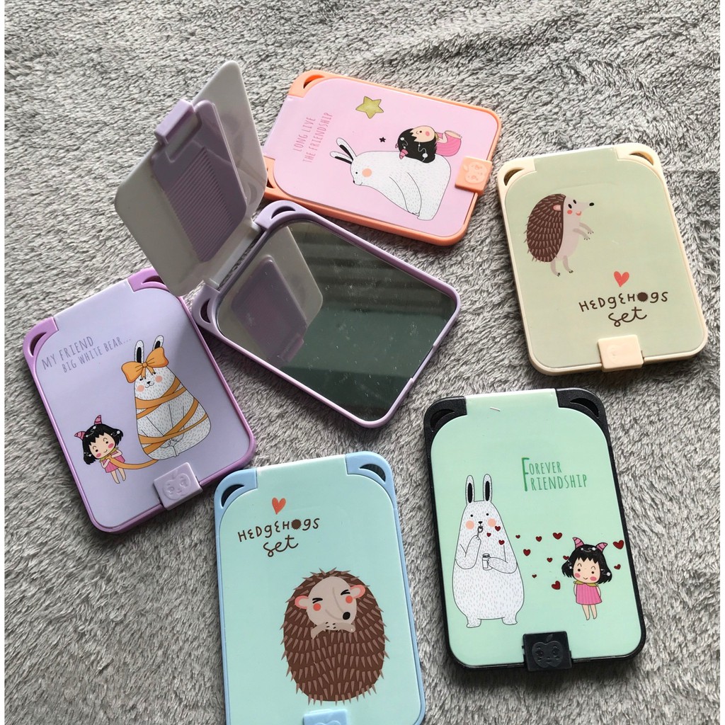 Bộ Gương Lược Cầm Tay Mini Dễ Thương Nhiều Mẫu Đa Dạng