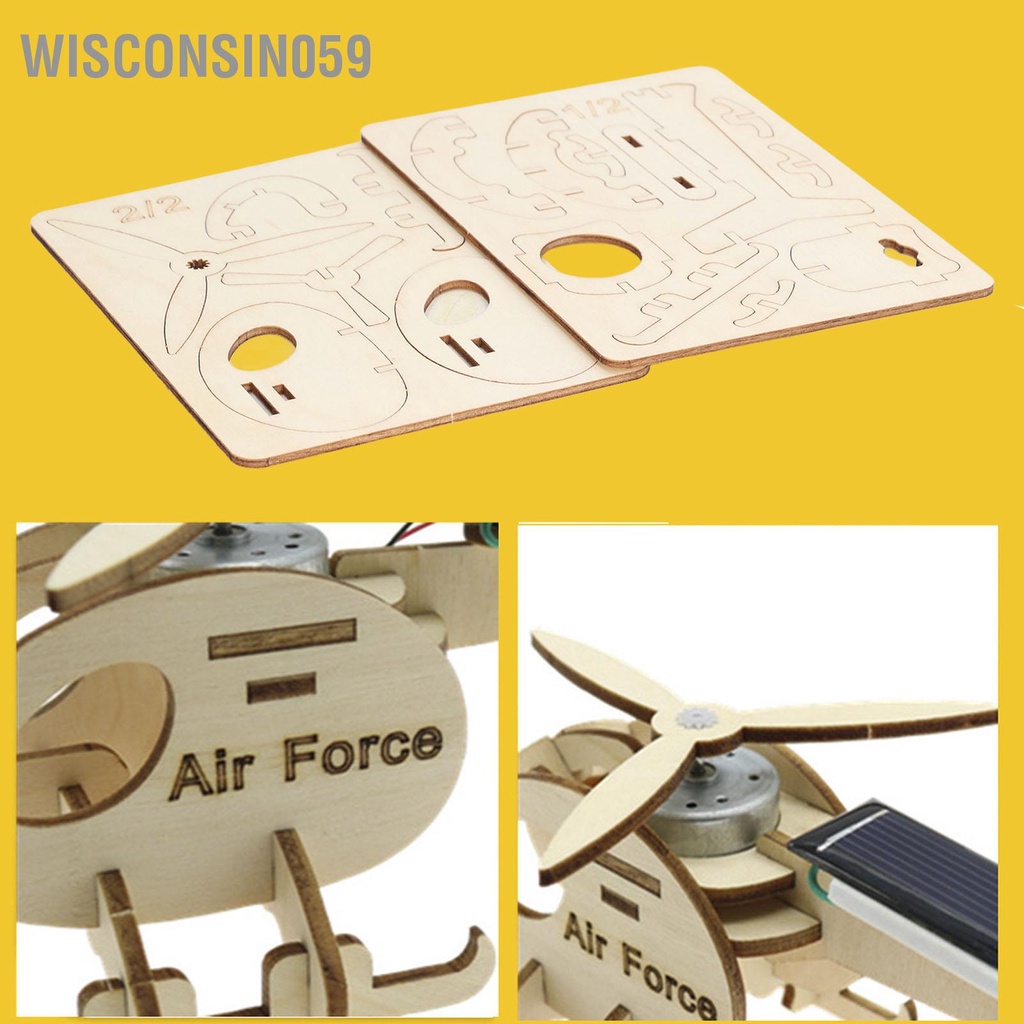 Wisconsin059 Đồ chơi bằng gỗ STEM Mô hình Máy bay 3D Câu đố DIY Gỗ Thủ công Lắp ráp Bộ dự án Quà tặng cho Trẻ em