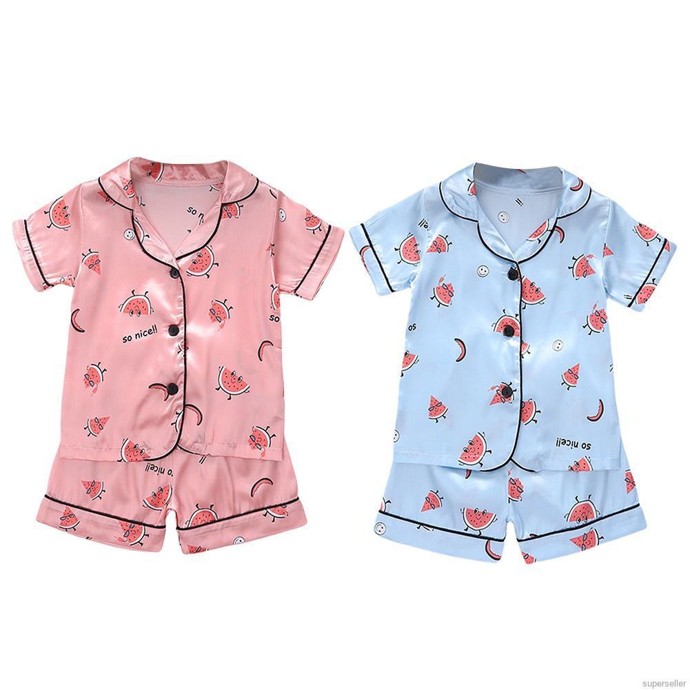 Bộ Đồ Ngủ Pijama In Hình Dưa Hấu Dễ Thương Cho Bé