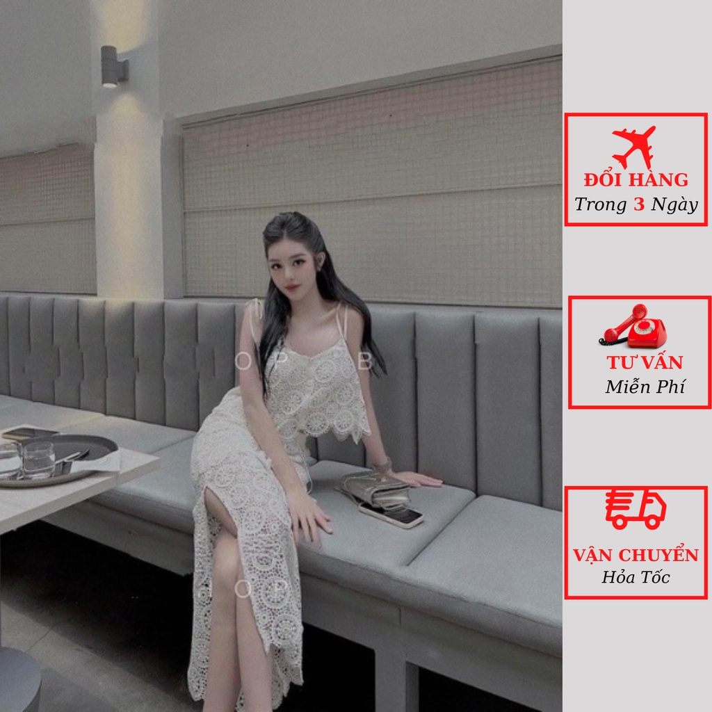 Set váy 2 dây ren đi biển dự tiệc cưới ôm body tiểu thư bánh bèo ulzzang Hàn Quốc