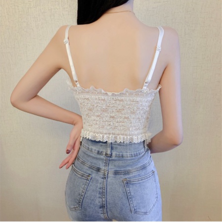 CAO CẤP*Áo bra ren hoa nhí đính khuy, Áo hai dây mẫu mới croptop BAO ĐẸP LUÔN !(ảnh thật)