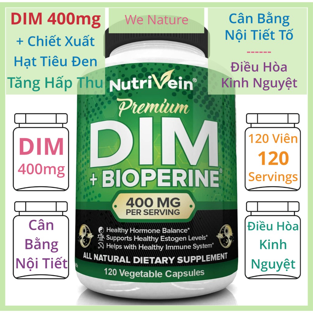 Viên DIM 400mg - 120 Viên - Giúp Cân Bằng Hormone - Nutrivein