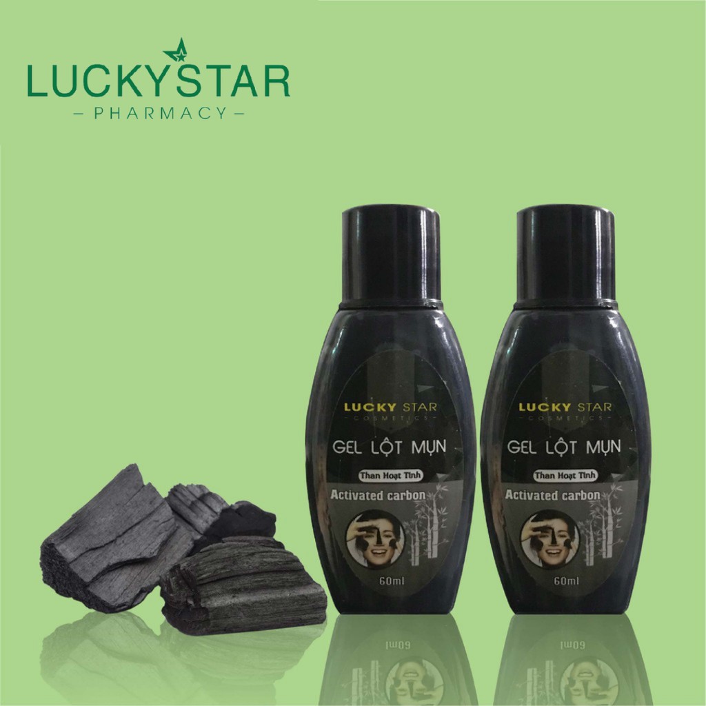 [Combo 2]  Gel Lôt Mụn Than Hoạt Tính Lucky Star Mới 60mg (chai) x 2 chai