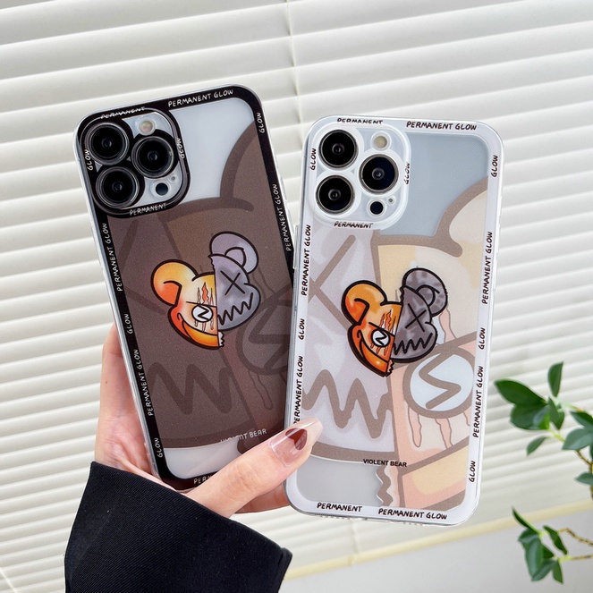 Casing For IPhone 13 Pro Max 12 11 X Xs Xr 6 6s 7 8 Plus SE 2020 6+ 6s+ 7+  8+ Xsmax Angel Eyes Cartoon Violent Bear Demon Cool Clear Soft Phone Case  1ZSX 01