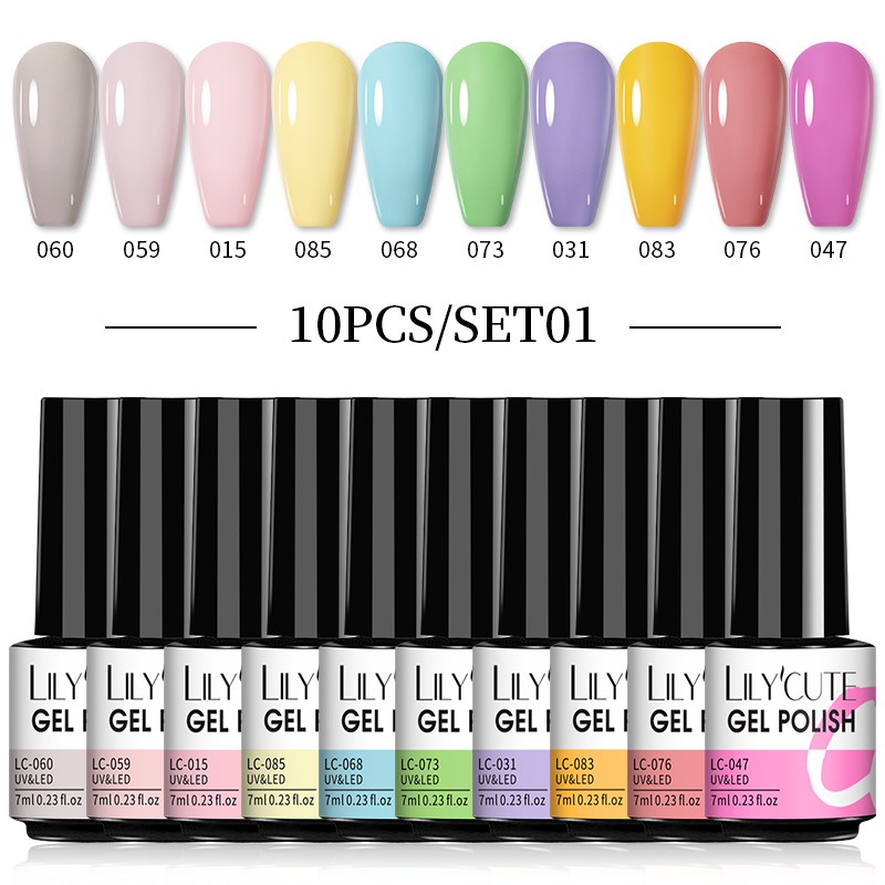 Set 10 gel sơn móng tay UR SUGAR màu sắc khác nhau tùy chọn thời trang 7ml
