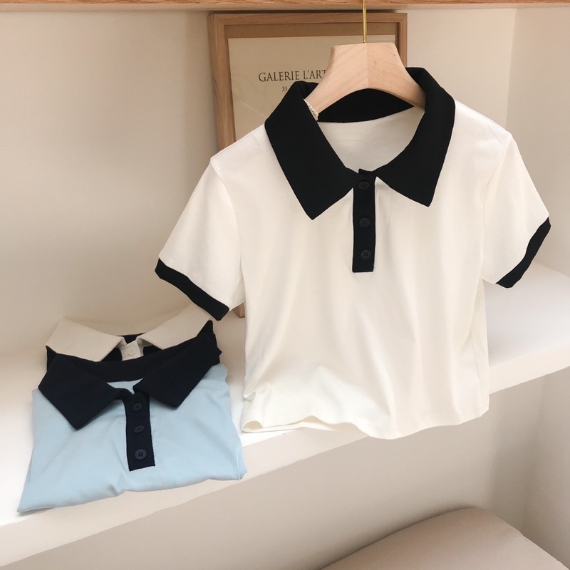 Áo thun polo croptop LEN clothing 3 màu 8129